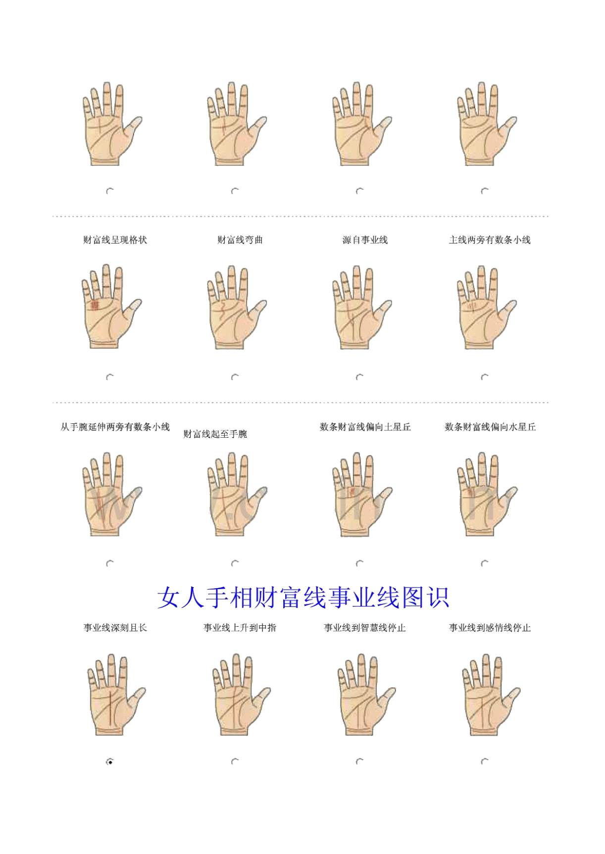 掌纹图解女右手详解  9种手纹的女人命好图解